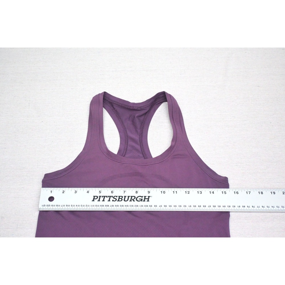 Lululemon Womens Plum Racerback Yoga Tank Top Seamless Mesh Back Reflective Logo - Picture 2 of 5